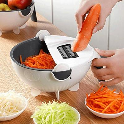 Multifunctional Vegetable Cutter With Drain Basket Potato Chip Slicer Radish Grater