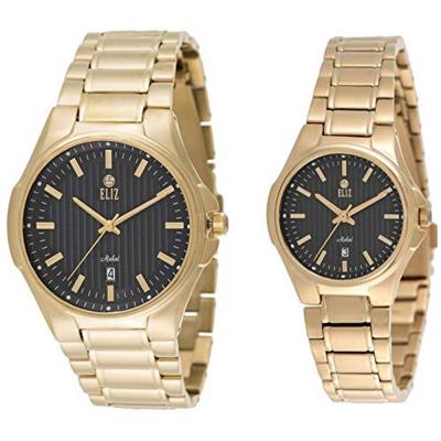 Eliz Pair Gold Stainless Steel Analog Wrist Watch, ELIZ 8127-GNPair