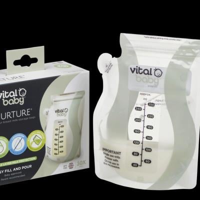 Vital Baby Nurture Easy Pour Disposable Breast Milk Storage Bags 30pk Transparent White
