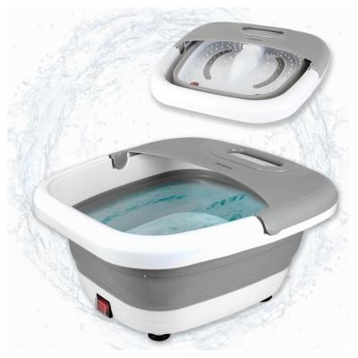 Foot Bath, Spa Spa - Bubble Bath for Foot Massage - Heat 45 - Balneotherapy 3 Modes - Massage, Vibration, Bubbles - Foldable - White and Grey
