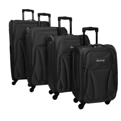 Travel Way W4-4 Suitcase Softside Trolley Bag Set Of 4, Black