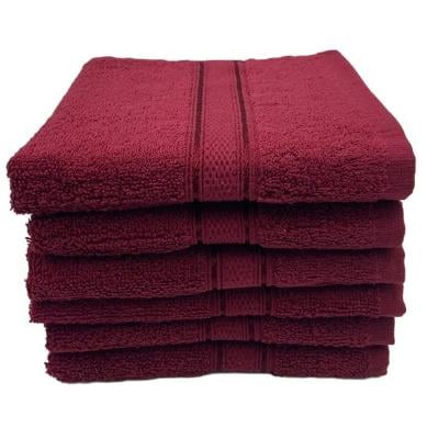 BYFT 110101008017  Daffodil Hand Towel 60x110 cm Set of 6 Burgundy 100% Cotton