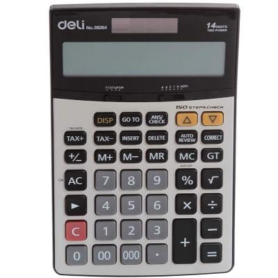 Deli Calculator 14 Digits 150 Steps Check, E39264