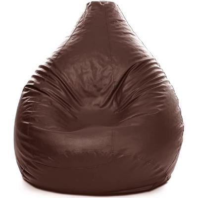 Luxe Decora LDBBNBR90 Faux Leather Bean Bag with Filling Brown