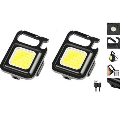 2pcs Bundle of Small Flashlights 800Lumens Bright Mini Flashlight Rechargeable Portable Keychain Light
