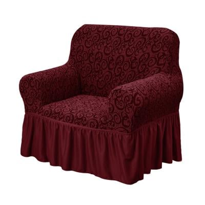 Fabienne CC55MRN Jacquard Fabric Stretchable One Seater Sofa Cover Maroon