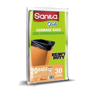Sanita Club Garbage Bags Biodegradable 30 Gallons 20 Bags Black