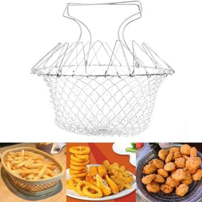 Deep Fry Basket Stainless Steel Foldable Strainer Basket Colander Cooking Basket