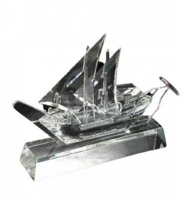 Silver Sword Crystal Traditional Dhow On Clear Crystal Base, 17cm, SS-5375C