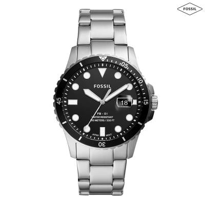 Fossil FS5652 Analog Black Dial Mens Watch Silver