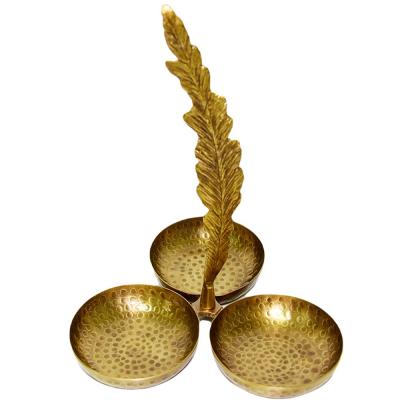 AJTC Antique Brass Triple Nut Bowl Snack Serving Dish, 11401B