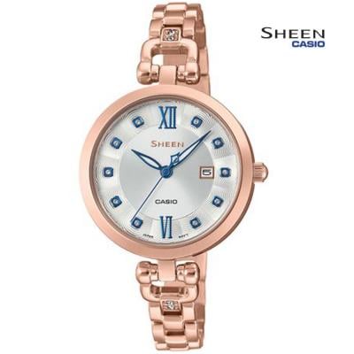 Casio Sheen Analog Rose Gold Dial Womens Watch,  SHE-4055PG-7AUDF