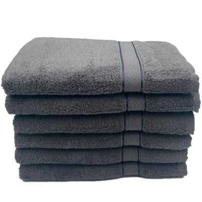 BYFT 110101007963 Daffodil - Bath Towel 70x140 cm - Set of 6 - Dark Grey - 100% Cotton