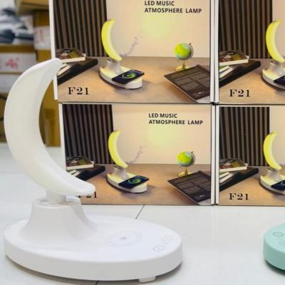 F21 LED Music Atmosphere Touch Lamp with Blutooth Speaker and Mobile Fast Wireless Charging