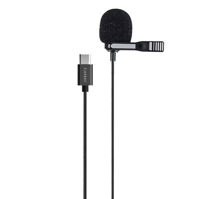 Earldom Type-C Mini Microphone 3.5mm Female With Clip, Black, ET-E39