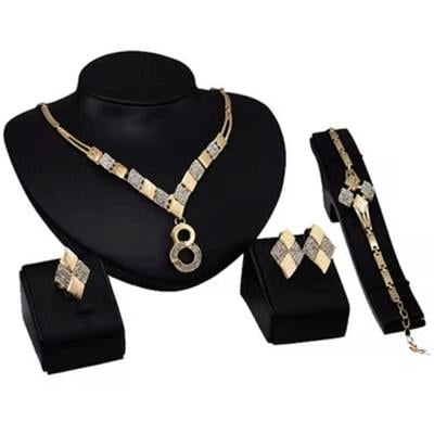 Jewelry N28330982A Necklace Earring Set 4 Piece