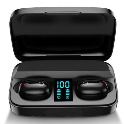 A10s TWS Bluetooth 5.0 In-Ear Wireless HiFi Headset With Digital Display and Mobile Powerbank Black