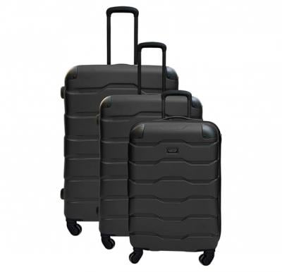 TravelWay RMX1-3 Lightweight Luggage Set Shine Black Travel Bag Set of 3