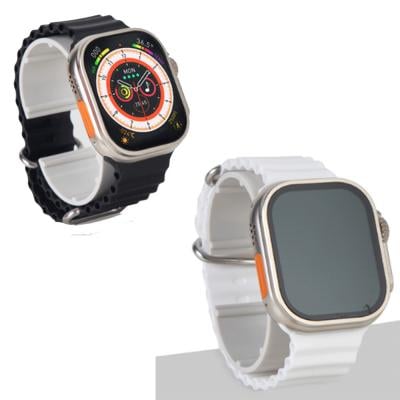 2 in 1 Borren 7 in 1 Ultra Smart Watch BR-7  Infinite Display 7 Watchbands Wireless Charger 7 in 1 Strap White and Borren 7 in 1 Ultra Smart Watch BR-7 Infinite Display 7 Watchbands Wireless Charger 7 in 1 Strap Black