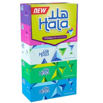 Hala 5DX6 Facial Tissue Pack of 5 boxes 170 sheets x 2 Ply Assorted
