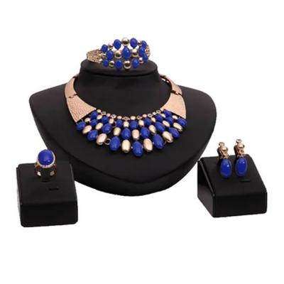 4 Piece Necklace Earring Jewelry Set N28330989A Gold and Blue