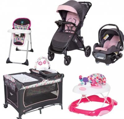Babytrend CWTB04161 Tango Stroller systems cassis and Sit Right 3 in 1 High Chair and WK38D34A Orby Activity Walker Pink and PY81B141 Lil Snooze Deluxe Nursery Cente 