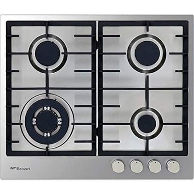 Bompani Builtin Hobs Stainless Steel 4 Gas Burners Auto Ignition Cast Iron Grids BO213MKL Silver