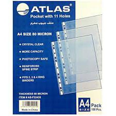 Atlas Glass Clear Pockt PP A4 (100 Pcs)
