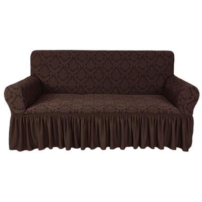 Fabienne CC99CHOCBRN Jacquard Fabric Stretchable 3 Seater Sofa Cover Chocolate Brown