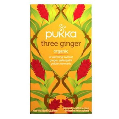 Pukka Three Ginger, Organic Herbal Tea with Galangal & Turmeric, 20 Tea Bags