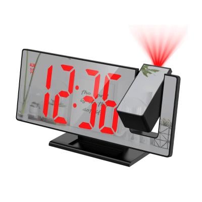 Projection Alarm Clock for Bedroom 4 Level Dimmer 7.8 Large Screen, Snooze Function, 12/24H, USB Charging Port, Temperature Display Ceiling Digital Alarm Clock with 180° Projector for Home