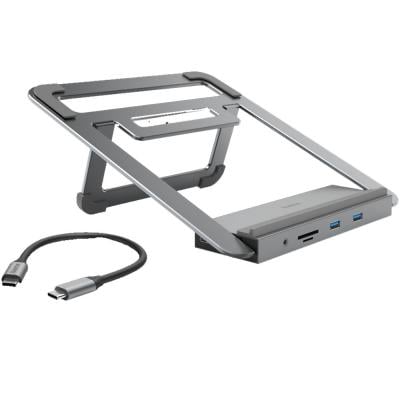 Hama 200106 12in1 USB Docking Station Notebook Stand Grey