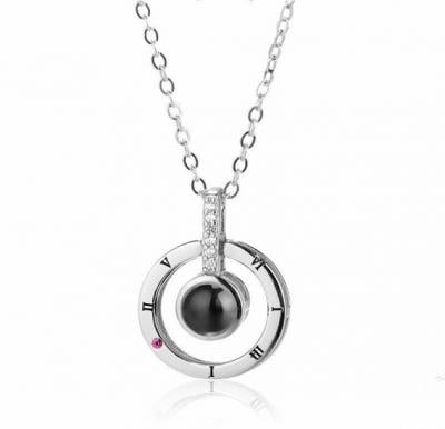 Magical Round Lens Necklace with I LOVE YOU Written in 100 Languages, ALM001