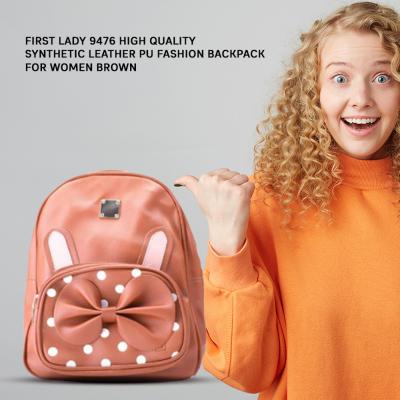 First Lady 9476 High Quality Synthetic Leather PU Fashion Backpack For Women Brown