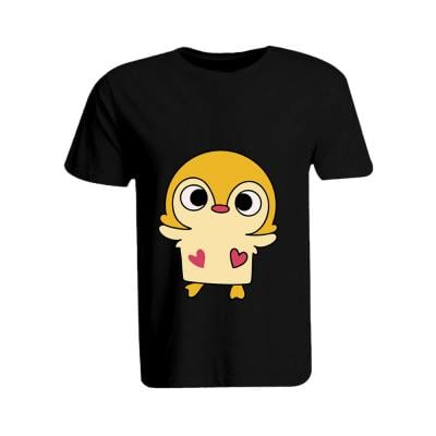 BYFT 110101009237 Printed Cotton T-shirt Cute Duck Personalized Round Neck T-shirt For Women Small Black