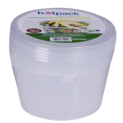 Hotpack Microwave Container Round 450ml, 5 Piece - HSMMP400