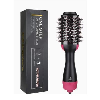 One Step Hair Dryer And Styler Brush Comb Black&Pink