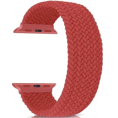 Braided Solo Loop 38mm/40mm Nylon Fabric Soft Elastic Breathable Strap Band for Apple Watch and Replica Smart Watch, Red