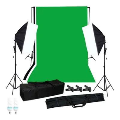 Photography Softbox Lighting Kit With Studio Background Stand N16182833A Black White and Green