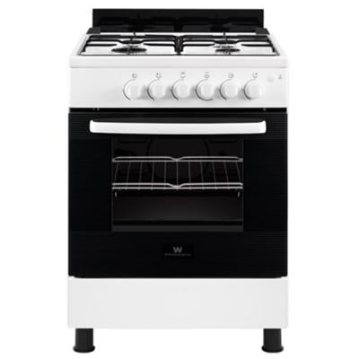 White-Westinghouse WNGJ60JGUW Gas Cooker with Oven and Grill White with Black