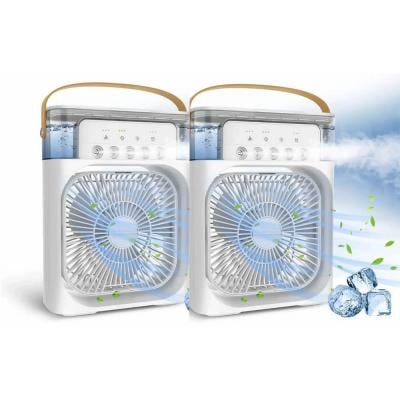 2Pcs Mini Evaporative Air Cooler With 7 Colors LED Light Timer 3 Wind Speeds