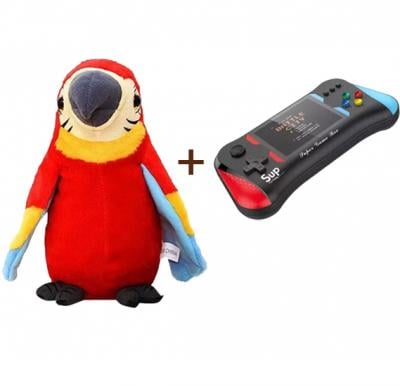 SUP Retro SUP Video Game Console Handheld Game Player And Talking Parrot Plush Toy