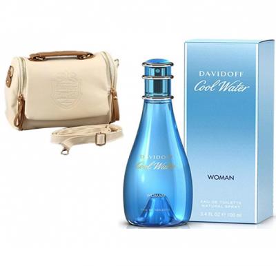 Beige Vintage Cross Body Shoulder Bag For Women and Davidoff Cool Water 100ml EDT Spray For Women