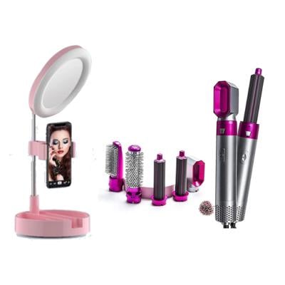 5 in 1 Hot Air Styler Hair Brush with Live Makeup Multipurpose Desk Lamp