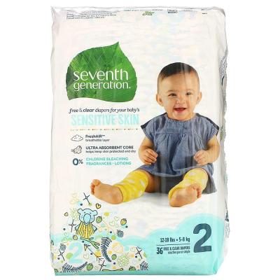 Seventh Generation Baby Diapers Stage 2 (12-18lbs) 36pc