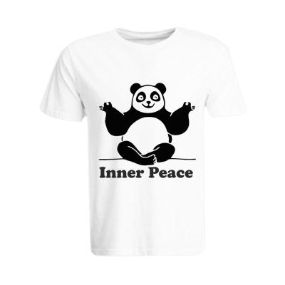 BYFT 110101010809 Printed Cotton T-shirt Panda Inner Peace Personalized Polo Neck T-shirt For Men White XL