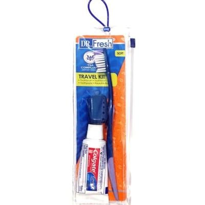 Dr Fresh Tooth Kit Pouch Brush and Cover Crst/Clgt 85Oz