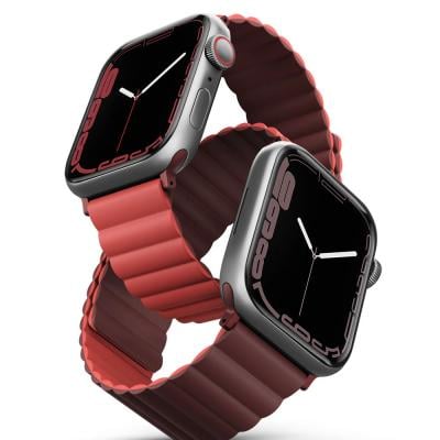 Uniq Revix Reversible Magnetic Apple Watch Strap 41 40 38MM Burgundy Maroon Coral