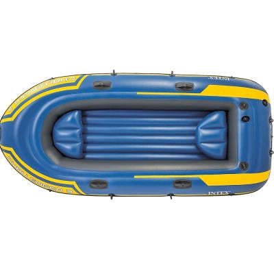 Intex 68370 EP Challenger 3 Inflatable Raft Boat Set with Pump and Oars Blue