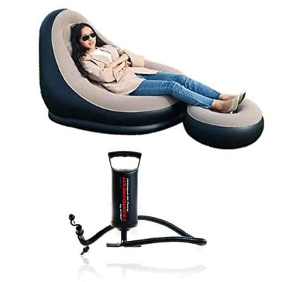 Chanodug Inflatable Lazy Sofa Lounger with Footrest with Intex Manual Air Pump For Bed Toy Swimming Pool Pump 68612